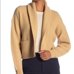 Vince Cropped Ribbed Wool Cardigan